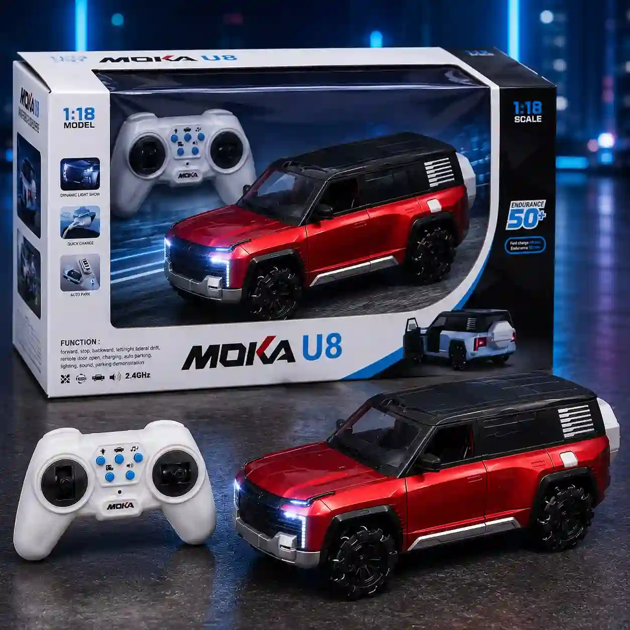 rc_toys MOKA U8 remote control car with LED lights and rechargeable battery