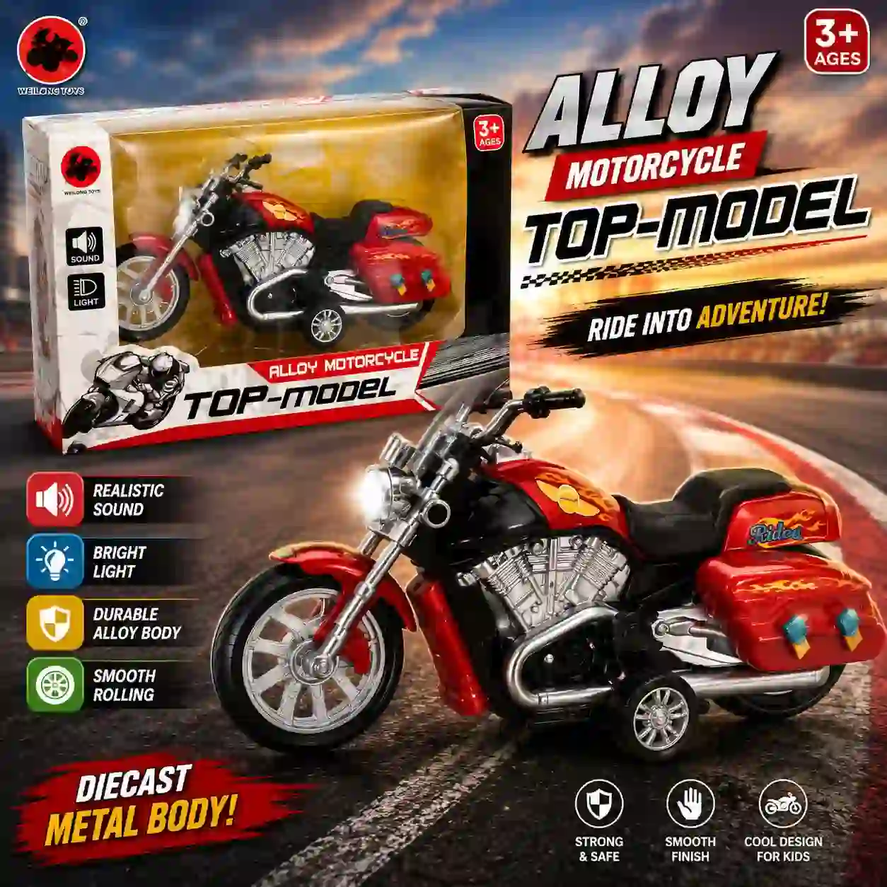 Alloy Motorcycle Top Model Die Cast Metal Bike with Light & Sound Alloy Motorcycle Top Model Die Cast Metal Bike with Light & Sound