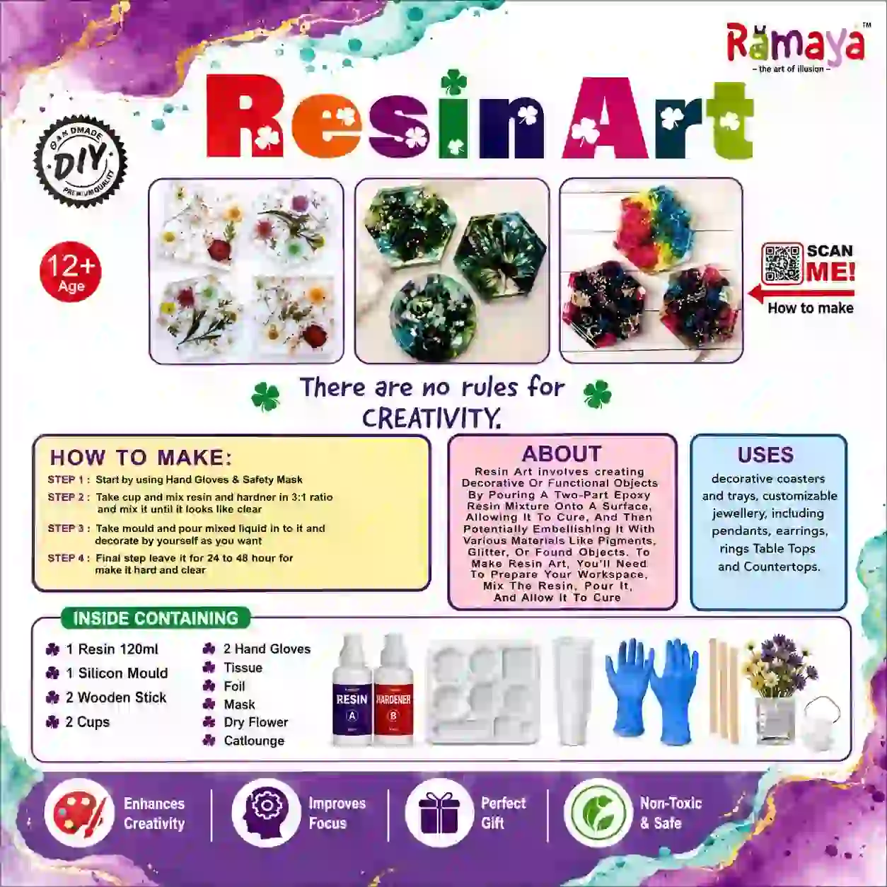 DIY Resin Art Kit with Epoxy Resin Silicone Moulds Dried Flowers and Craft Accessories for Creative Projects