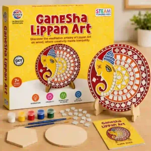 Ganesha Lippan Art DIY Kit Wooden Mandala Painting Craft Set with Mirrors Paints and Stand