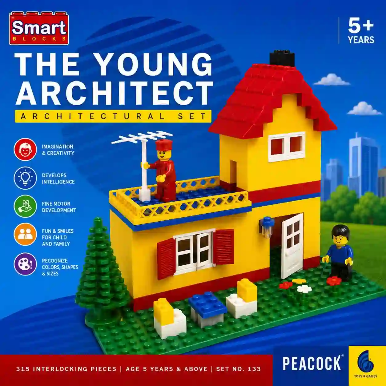 The Young Architect Building Blocks Set 315 Pieces House Construction Toy with Figures for Kids 5 Plus The Young Architect Building Blocks Set 315 Pieces House Construction Toy with Figures for Kids 5 Plus