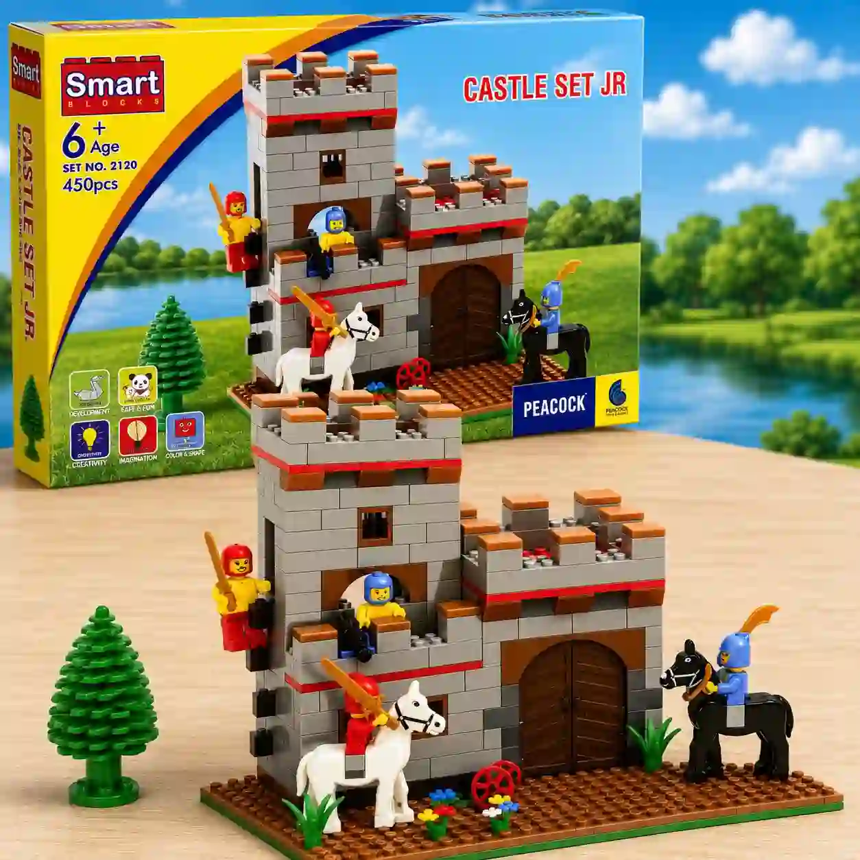 Castle Set Junior Building Blocks Medieval Castle Construction Toy with Knights Horses and Accessories for Kids Castle Set Junior Building Blocks Medieval Castle Construction Toy with Knights Horses and Accessories for Kids