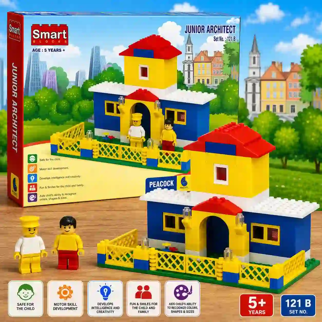 Junior Architect Building Blocks House Construction Toy Set with Figures for Kids 5 Years and Above