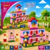 Dream House Building Blocks Set 450 Pieces Doll House Construction Toy with Swing and Figures for Kids