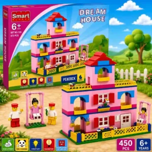 Dream House Building Blocks Set 450 Pieces Doll House Construction Toy with Swing and Figures for Kids