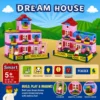 Dream House Building Blocks Set 450 Pieces Doll House Construction Toy with Swing and Figures for Kids
