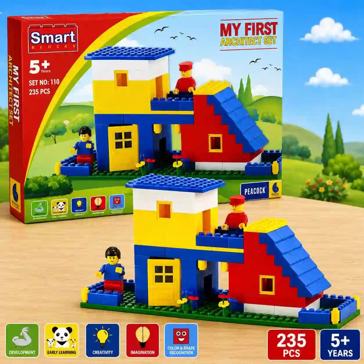 My First Architect Set 235 Pieces Building Blocks Construction Toy House Building Set for Kids 5 Years and Above