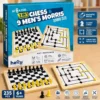 2 in 1 Magnetic Chess and 9 Mens Morris Jumbo Size Board Game with Magnetic Pieces for Kids and Adults