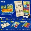 3-in-1 Fast Sling Puck Wooden Board Game with Ludo and Snakes & Ladders for Kids and Family, Includes Pucks, Dice and Game Tokens